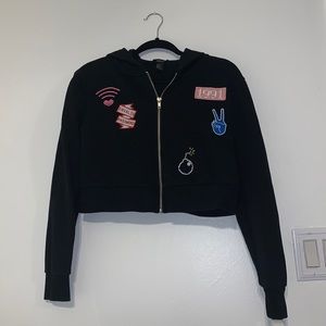 Forever 21 Crop Zip up sweater with hoodie
